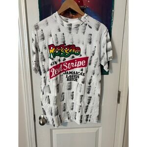 Vintage Natural High Reggae on Red Stripe Beer T-Shirt Mens White All Over Print